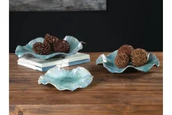 Abella Ceramic Wall Art In Blue, Set Of 3