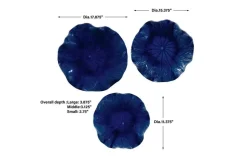 Abella Ceramic Wall Art In Blue, Set Of 3