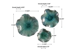 Abella Ceramic Wall Art In Blue, Set Of 3