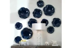Abella Ceramic Wall Art In Blue, Set Of 3
