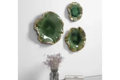 Abella Ceramic Wall Art In Blue, Set Of 3