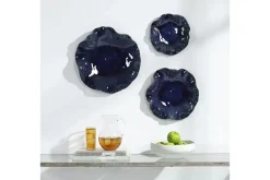 Abella Ceramic Wall Art In Blue, Set Of 3