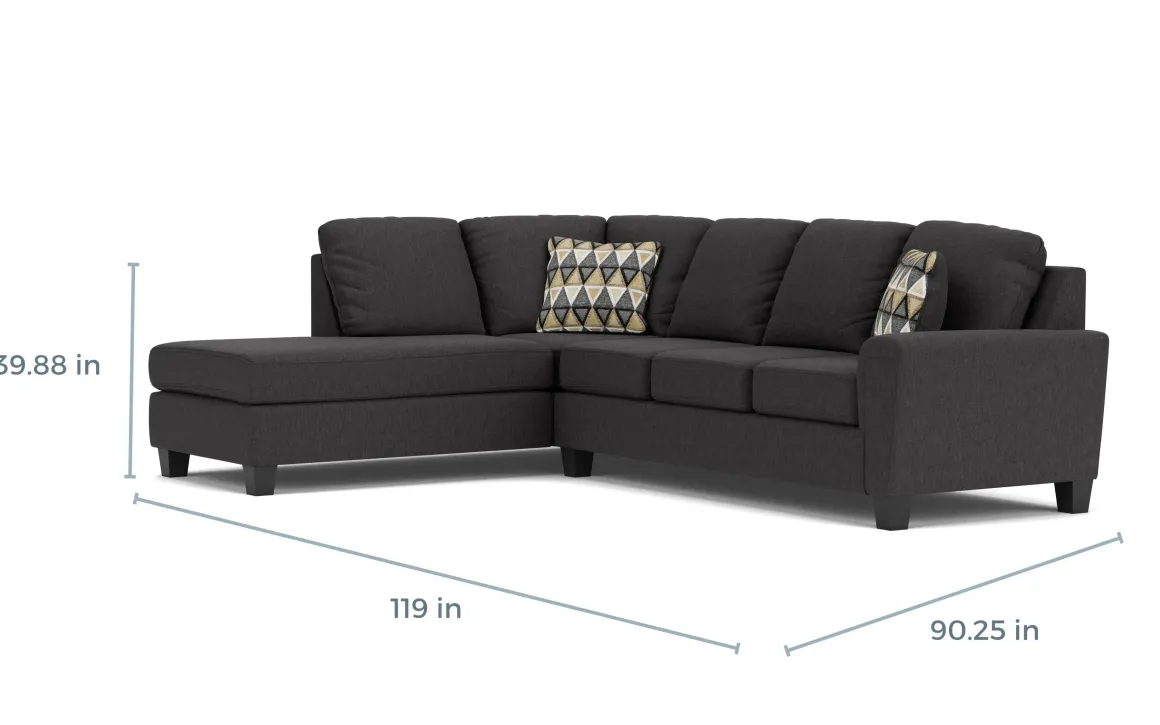 Abinger Sofa Tux Chaise Sectional In Smoke, Left Facing