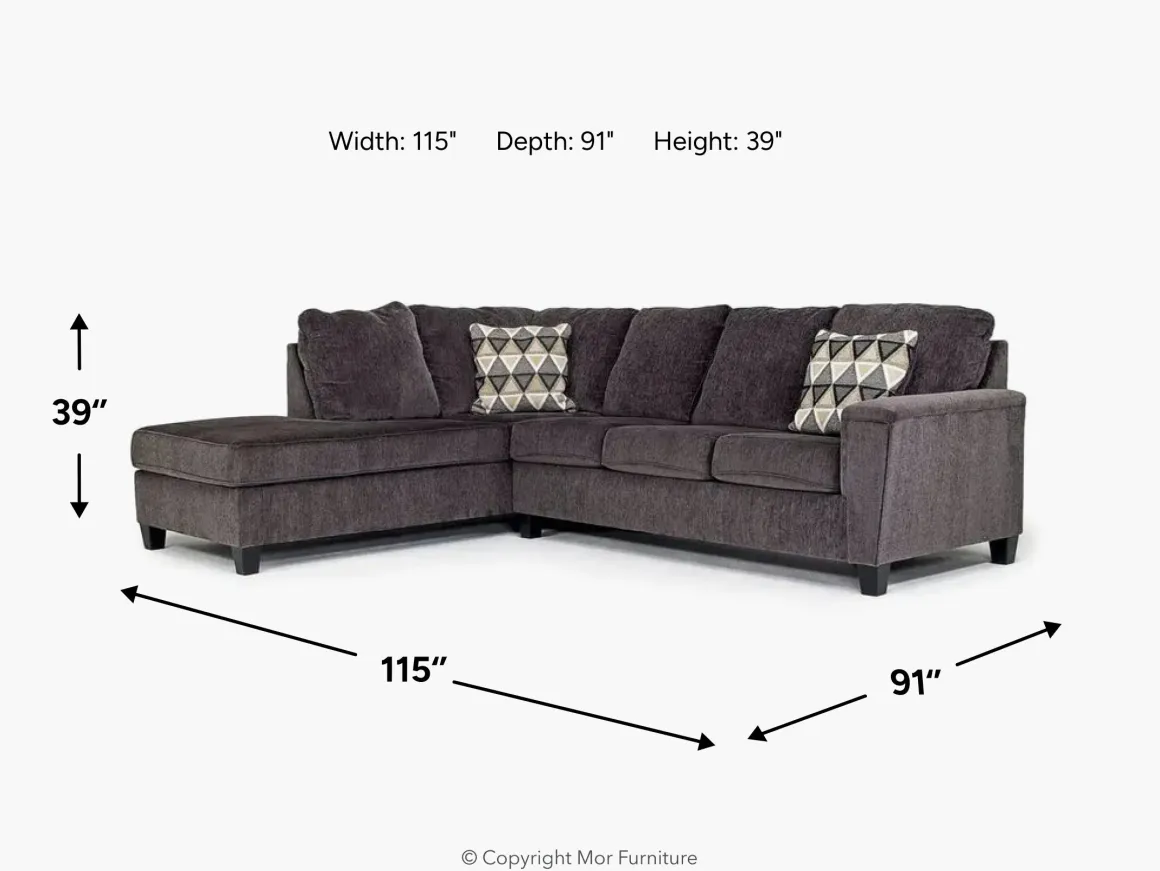 Abinger Sofa Tux Chaise Sectional In Smoke, Left Facing