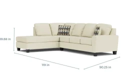 Abinger Sofa Tux Chaise Sectional In Smoke, Left Facing
