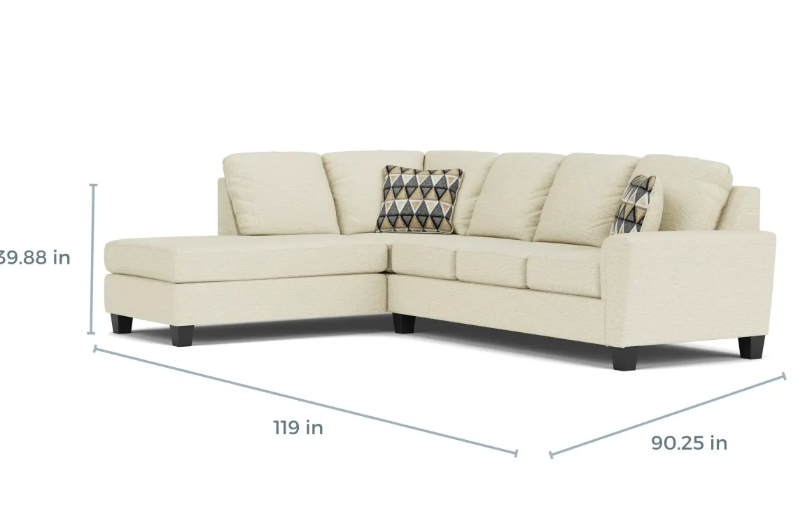 Abinger Sofa Tux Chaise Sectional In Smoke, Left Facing