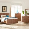 Adler Panel Bed, Dresser, Mirror & Nightstand In Natural Walnut, Full