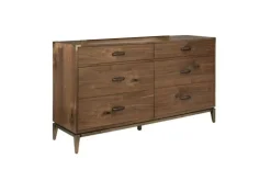 Adler Panel Bed, Dresser, Mirror & Nightstand In Natural Walnut, Full
