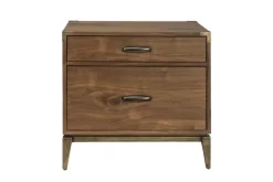 Adler Panel Bed, Dresser, Mirror & Nightstand In Natural Walnut, Full