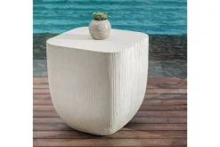 Alma Outdoor Square End Table In White