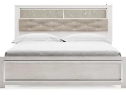 Altyra Bookcase Bed In Pearl White, Queen