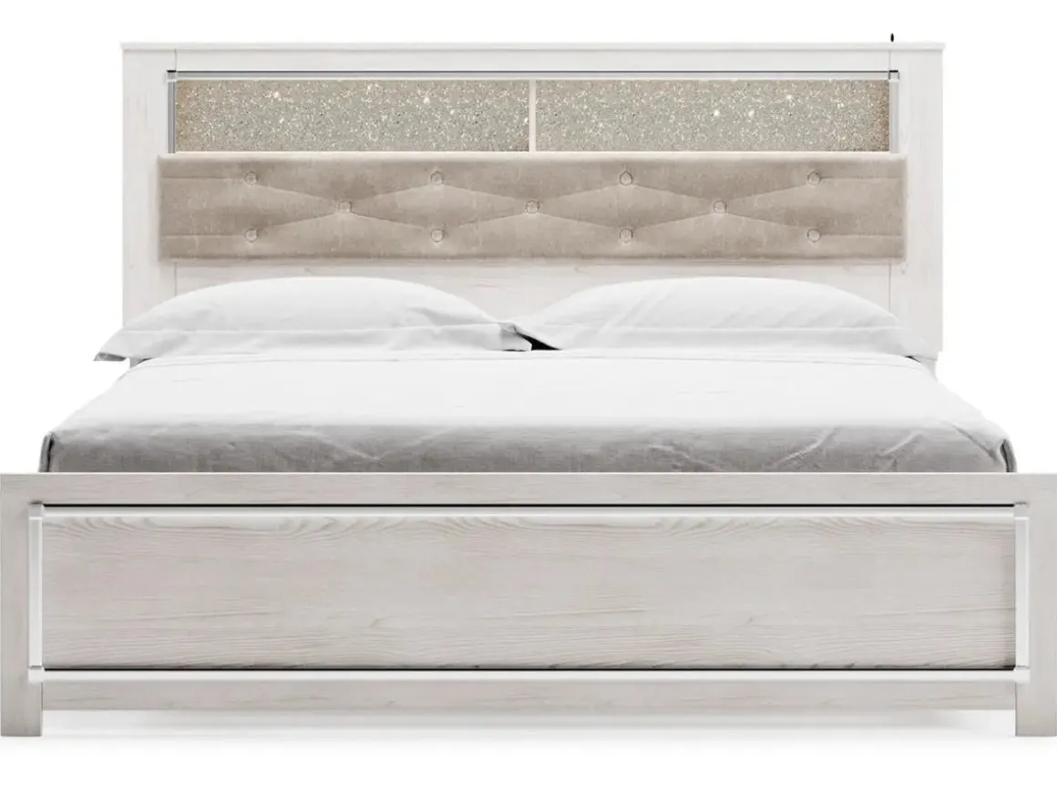 Altyra Bookcase Bed In Pearl White, Queen