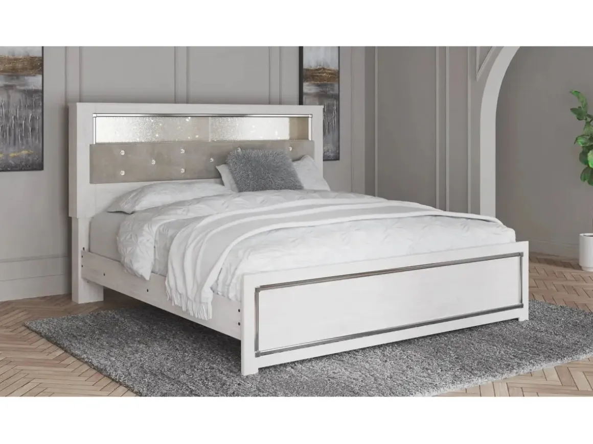 Altyra Bookcase Bed In Pearl White, Queen