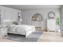 Altyra Bookcase Bed In Pearl White, Queen