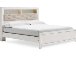 Altyra Bookcase Bed In Pearl White, Queen