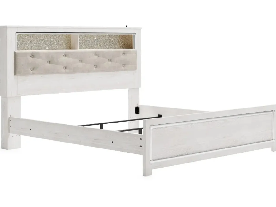 Altyra Bookcase Bed In Pearl White, Queen