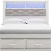 Altyra Bookcase Bed W/ Storage In Pearl White, Queen