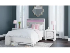 Altyra Panel Bed In Pearl White, Twin