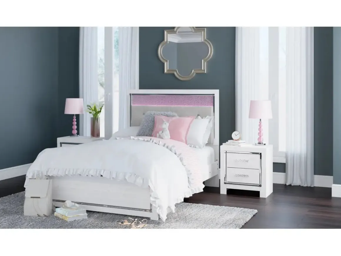 Altyra Panel Bed In Pearl White, Twin