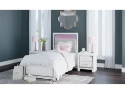 Altyra Panel Bed In Pearl White, Twin