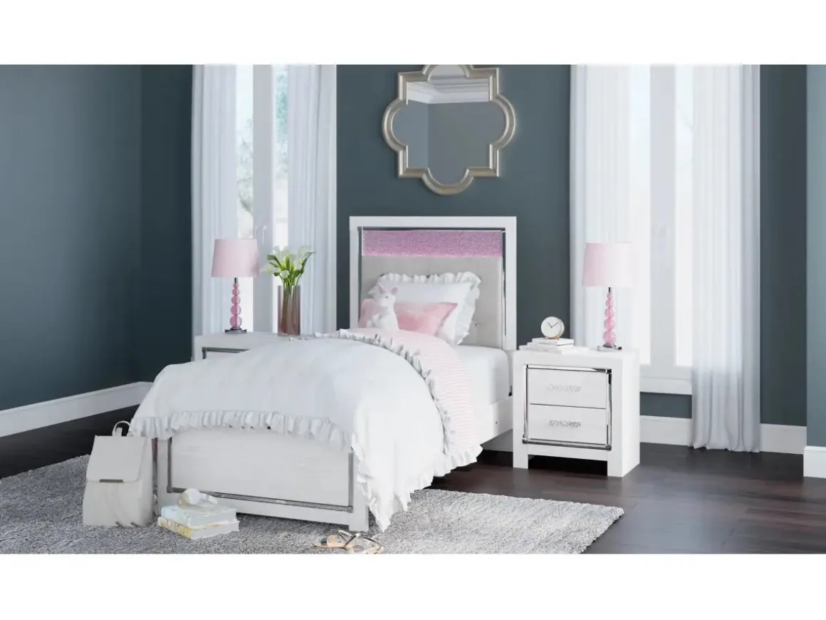 Altyra Panel Bed In Pearl White, Twin