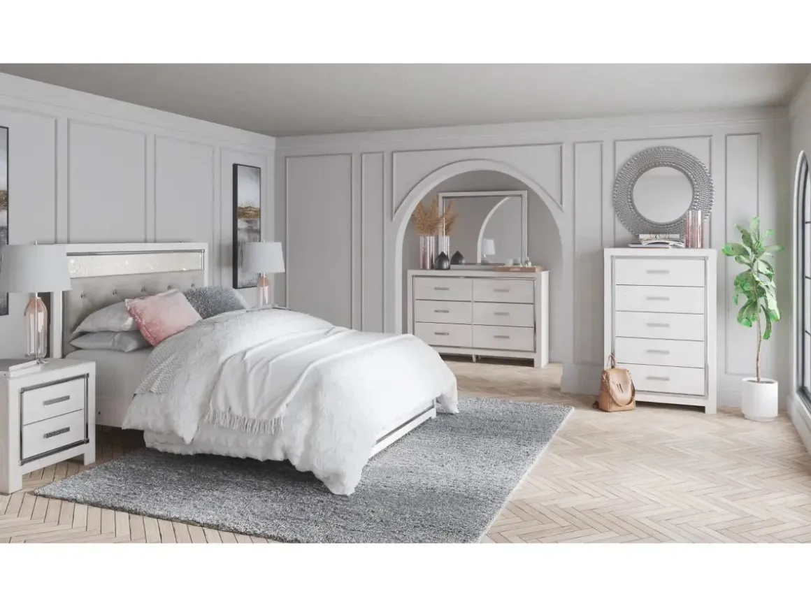 Altyra Panel Bed In Pearl White, Twin