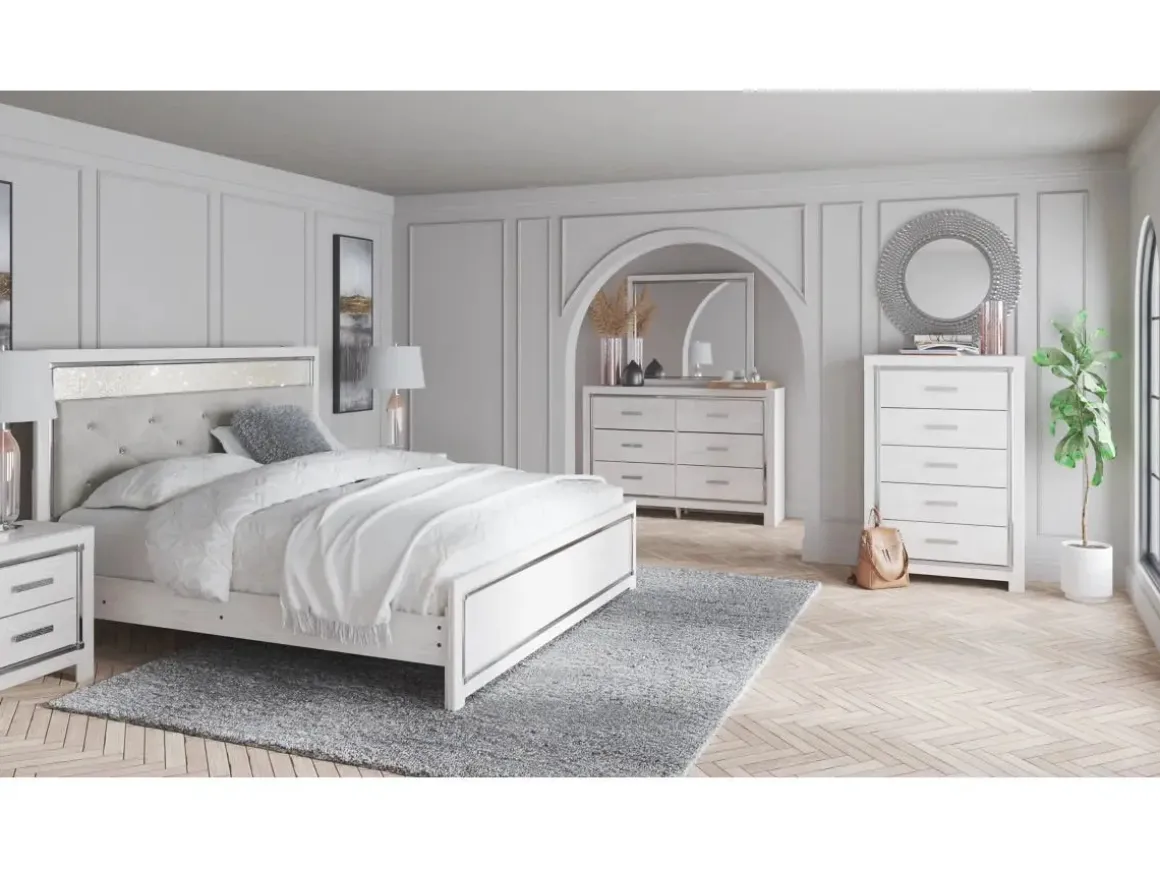 Altyra Panel Bed In Pearl White, Twin