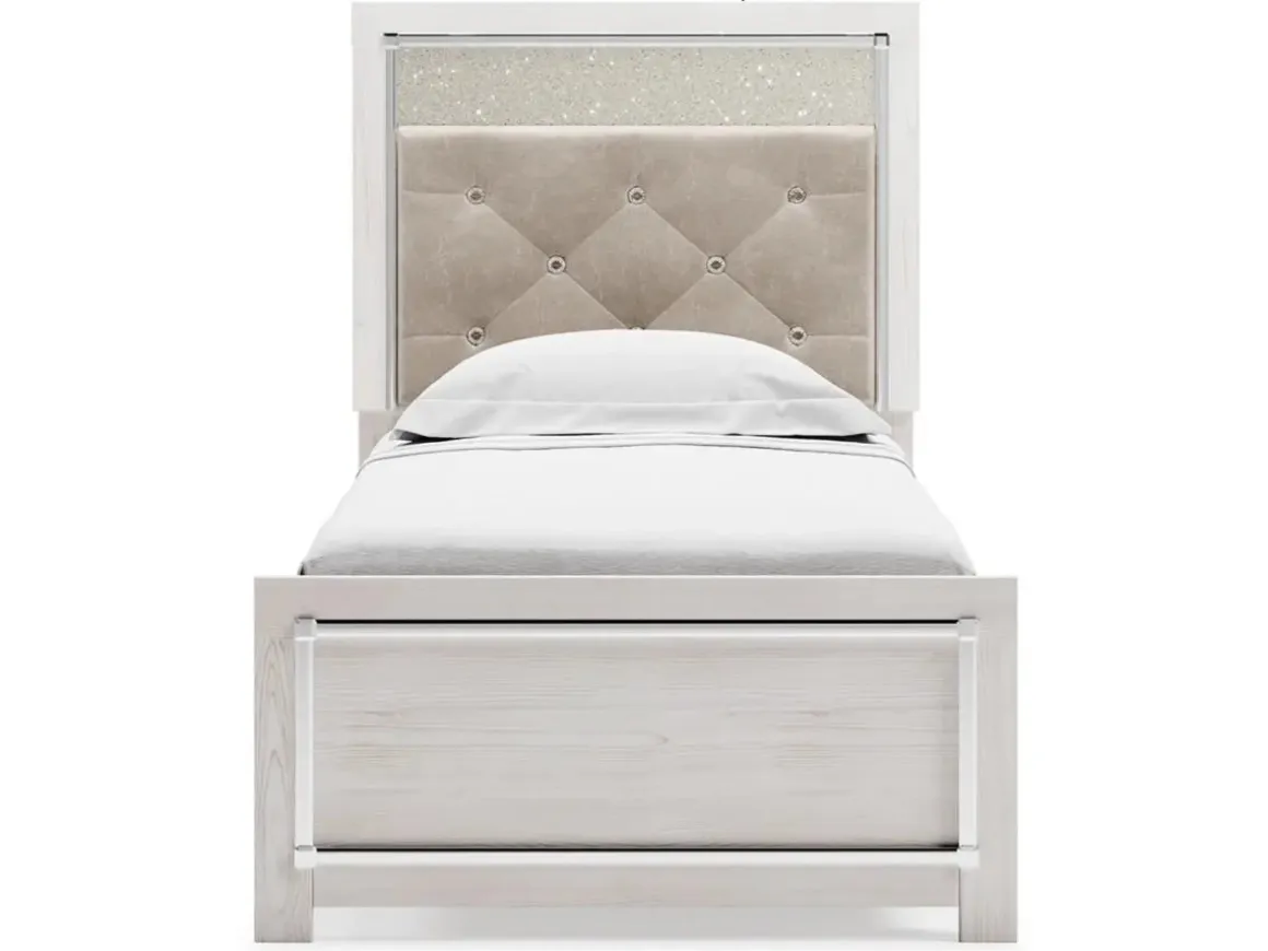 Altyra Panel Bed In Pearl White, Twin