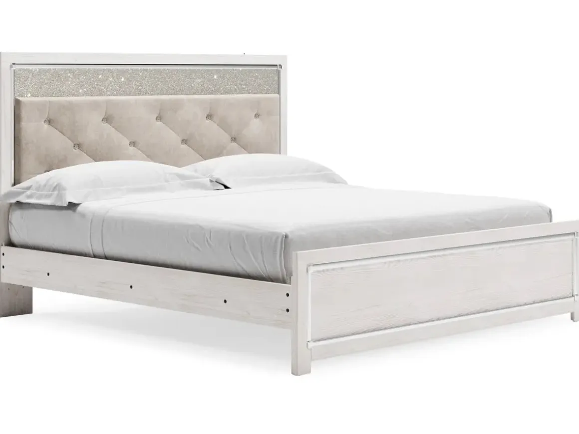 Altyra Panel Bed In Pearl White, Twin