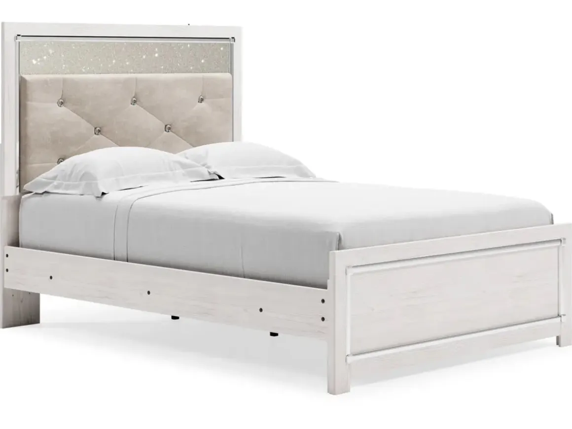Altyra Panel Bed In Pearl White, Twin