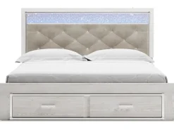 Altyra Panel Bed W/ Storage In Pearl White, Queen
