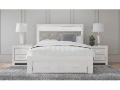 Altyra Panel Bed W/ Storage In Pearl White, Queen