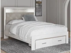 Altyra Panel Bed W/ Storage In Pearl White, Queen