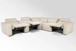 Amara 6 Piece 2 Power Sectional W/ 2 Power Armless Recliner In Tasmin Granite