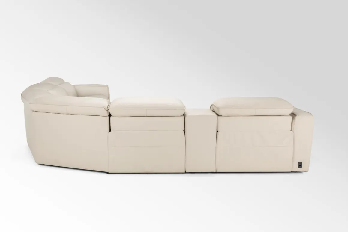 Amara 6 Piece 2 Power Sectional W/ 2 Power Armless Recliner In Tasmin Granite