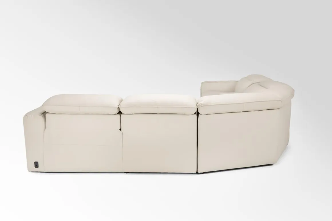 Amara 6 Piece 2 Power Sectional W/ 2 Power Armless Recliner In Tasmin Granite