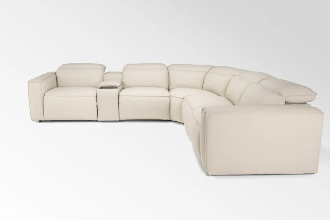 Amara 6 Piece 2 Power Sectional W/ 2 Power Armless Recliner In Tasmin Granite