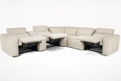 Amara 6 Piece 2 Power Sectional W/ 2 Power Armless Recliner In Tasmin Granite