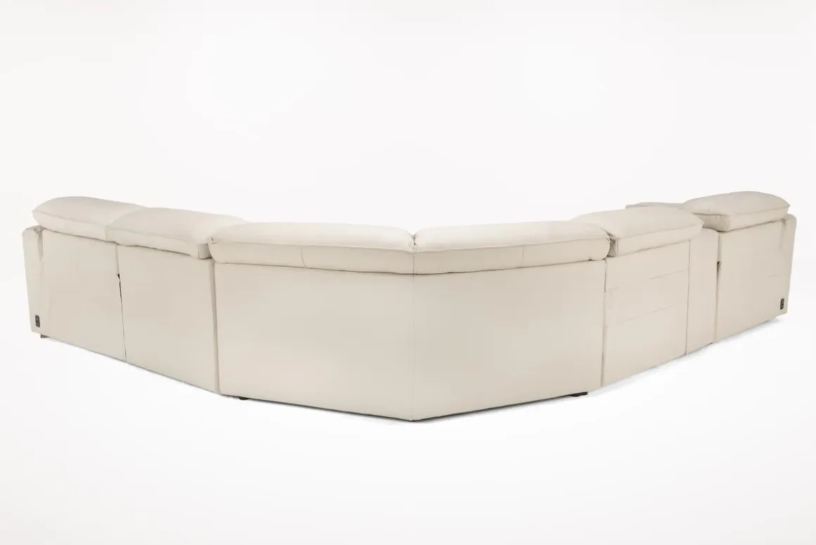 Amara 6 Piece 2 Power Sectional W/ 2 Power Armless Recliner In Tasmin Granite