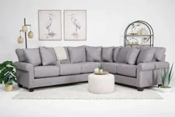 Amelia Crypton Performance Tux Sofa Sectional In Nomad Slate, Left Facing