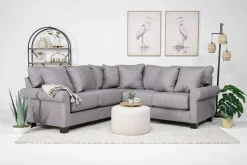 Amelia Crypton Performance Tux Loveseat Sectional In Nomad Slate, Left Facing