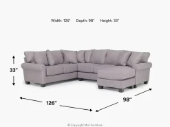 Amelia Crypton Performance Sofa Chaise Sectional In Nomad Slate, Left Facing