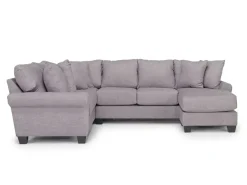 Amelia Crypton Performance Sofa Chaise Sectional In Nomad Slate, Left Facing