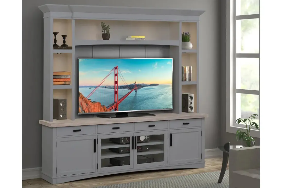 Americana 4 Piece Entertainment Center In White