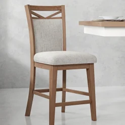 Americana Counter Height Side Chair In Cotton, Set Of 2