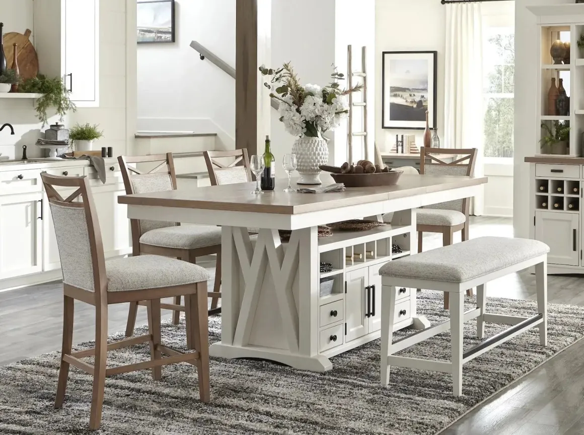 Americana Counter Height Side Chair In Cotton, Set Of 2