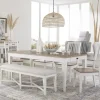 Americana Dining Table & 4 Chairs & Bench In Cotton