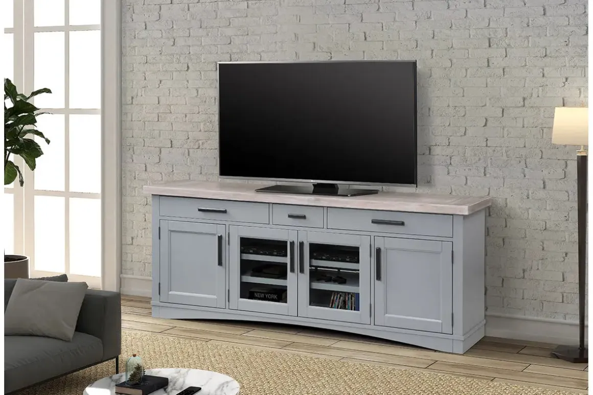 Americana Media Console In Gray, 63 Inch