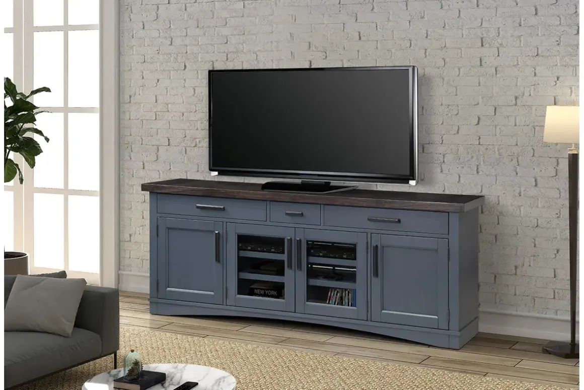 Americana Media Console In Gray, 63 Inch