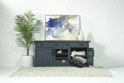 Americana Media Console In Gray, 63 Inch